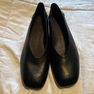 Leather square toe flats by Camper